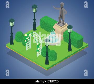 Memorial concept banner, isometric style Stock Vector