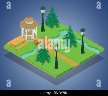 Park territory concept banner, isometric style Stock Vector
