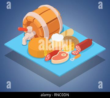 Beer BBK concept banner, isometric style Stock Vector