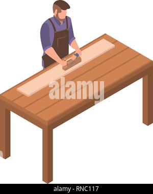 Man carpenter icon, isometric style Stock Vector