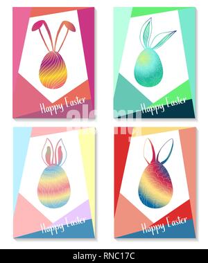 Set of Easter cards in minimalist style. Vector illustration