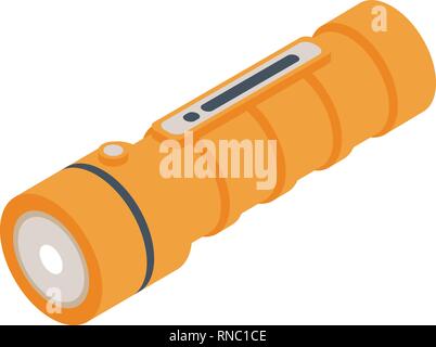 Orange flashlight icon, isometric style Stock Vector