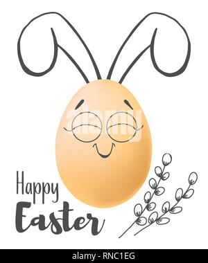 Realistic eggs with painted elements. Happy easter. Vector illustration Stock Vector
