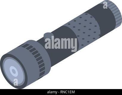 Black flashlight icon, isometric style Stock Vector