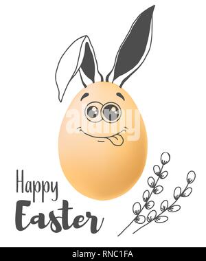 Realistic eggs with painted elements. Happy easter. Vector illustration Stock Vector