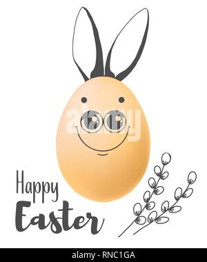 Realistic eggs with painted elements. Happy easter. Vector illustration Stock Vector