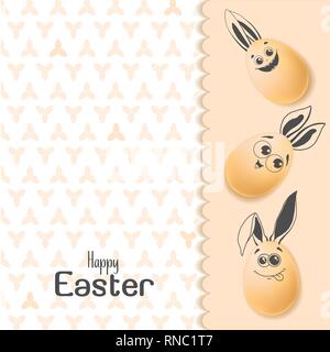 Color Easter card with realistic eggs and hand-drawn elements. Vector Stock Vector