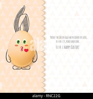 Color Easter card with realistic eggs and hand-drawn elements. Vector Stock Vector