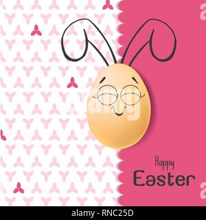 Color Easter card with realistic eggs and hand-drawn elements. Vector Stock Vector