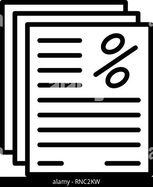 Percent finance report icon, outline style Stock Vector