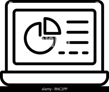 Computer finance report icon, outline style Stock Vector