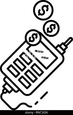 Cable payment terminal icon, outline style Stock Vector