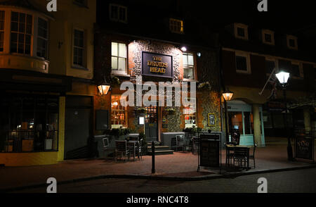 Brighton Views at night - The Druids Head pub in The Lanes area Stock Photo
