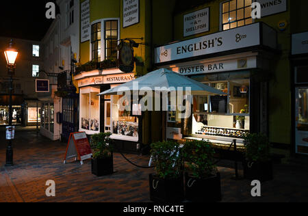 Brighton Views at night - The famous English's restaurant and Oyster bar in The Lanes area Stock Photo