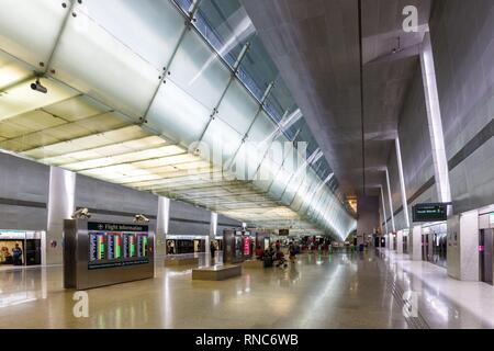 Singapore - January 29, 2018: Singapore Changi Airport MRT Metro Station in Singapore. | usage worldwide Stock Photo