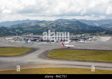 Medellin, Colombia – January 27, 2019: Overview of Medellin airport (MDE) in Colombia. | usage worldwide Stock Photo