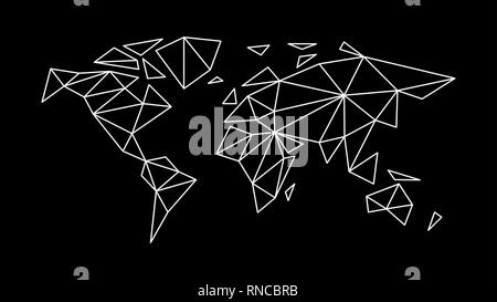 Fashion contour map of the world in the style of triangulation for interior, design, advertising, icons, screensaver, covers, walls. Stock Vector