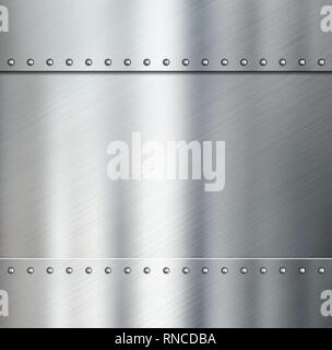 Metal brushed steel plates with rivets 3d illustration Stock Photo