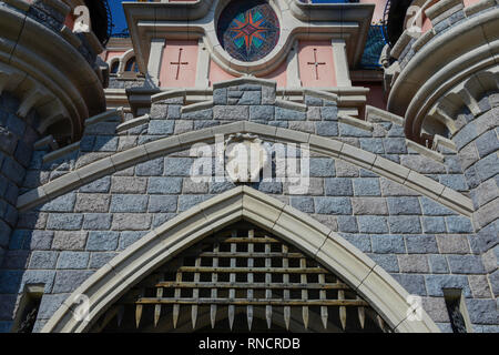 FRANCE, PARIS - February 29, 2016 - Detail view of the entrance to the Sleeping Beauty Castle, in Disneyland, Paris Stock Photo