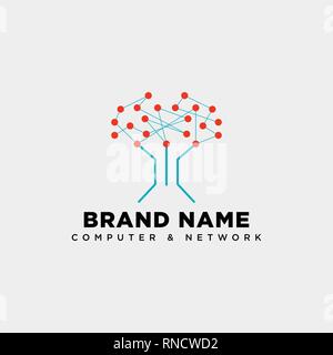 tree or plant tech logo template vector illustration icon element isolated - vector Stock Vector
