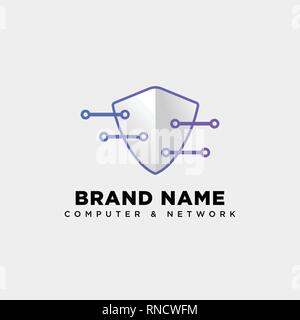 guard shield protection digital logo template vector illustration icon element isolated - vector Stock Vector