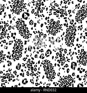 Spotted black and white texture background. Abstract monochrome seamless pattern. Vector animal skin Stock Vector