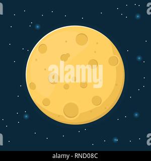 Moon in flat design style. Stock Vector