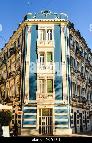 Valencia, Spain - February 16, 2019: Stately buildings on the street of Cadiz in the Ruzafa neighborhood. Stock Photo