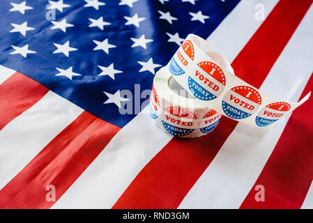 Stickers to indicate that I have already fulfilled the duty to vote today in the American elections. Stock Photo