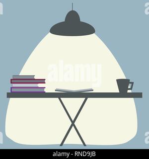books and a cup on the table Stock Vector