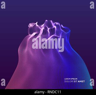 Array with dynamic emitted particles. Water splash imitation. Abstract background. Vector illustration. Stock Vector