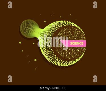 Array with dynamic particles. 3d technology style. Abstract background. Vector illustration. Stock Vector