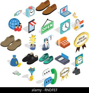 Business help icons set, isometric style Stock Vector