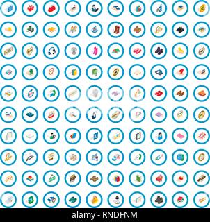 100 advertising icons set, isometric 3d style Stock Vector