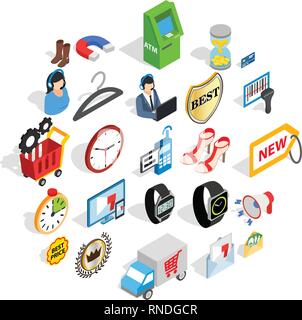 Office icons set, isometric style Stock Vector