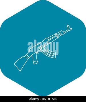 Detailed outline of machine gun isolated on white background. Vector ...