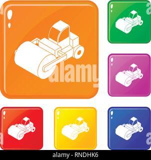 Roller truck icons set vector color Stock Vector