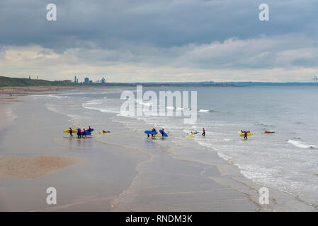 Surf school at Saltburn-by-the-sea, North Yorkshire, England Stock Photo