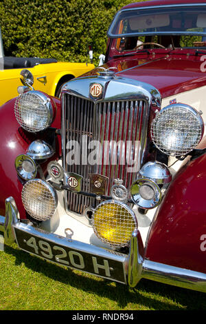 People, Crowds, Exhibits, Classic Cars, Old Gaffers Festival, Buskers, Marching band, Yarmouth, Isle of Wight, England, UK, Stock Photo