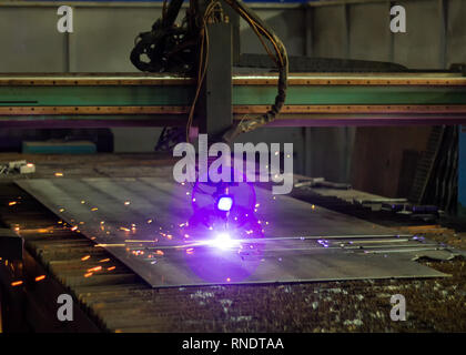 Machine for modern automatic plasma laser cutting of metals, plasma cutting with laser and laser Stock Photo