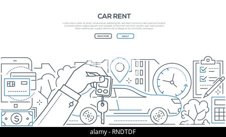 Car rent - modern line design style banner Stock Vector