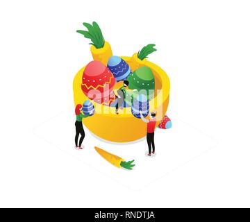 Happy Easter - modern colorful isometric vector illustration Stock Vector
