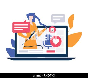 Beauty blogger - colorful flat design style illustration Stock Vector