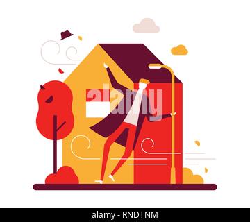Rainy day - colorful flat design style illustration Stock Vector