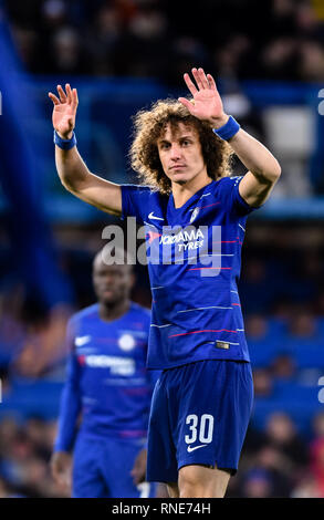 London, UK. 18th Feb, 2019. David Luiz of Chelsea during the The FA Cup 5th round match between Chelsea and Manchester United at Stamford Bridge, London, England on 18 February 2019. Photo by Adamo Di Loreto.  Editorial use only, license required for commercial use. No use in betting, games or a single club/league/player publications. Credit: UK Sports Pics Ltd/Alamy Live News Stock Photo