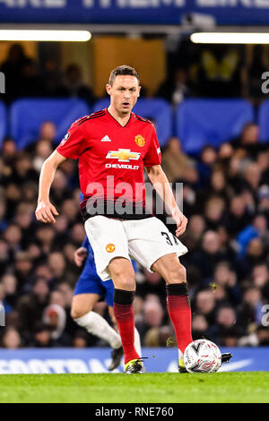 London, UK. 18th Feb, 2019. Nemanja Matić of Manchester United during the The FA Cup 5th round match between Chelsea and Manchester United at Stamford Bridge, London, England on 18 February 2019. Photo by Adamo Di Loreto.  Editorial use only, license required for commercial use. No use in betting, games or a single club/league/player publications. Credit: UK Sports Pics Ltd/Alamy Live News Stock Photo