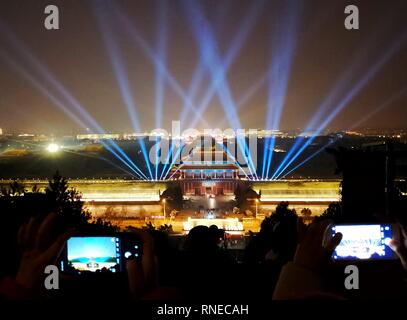 Beijing, China. 18th Feb, 2019. The Palace Museum first time open at night in its 94 years history to hold first lantern show in Beijing, China on 18 February 2019.(Photo by TPG/CNS) Credit: TopPhoto/Alamy Live News Stock Photo