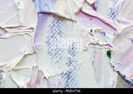 Closeup of abstract hand made background, pastel colors, texture of oil painting on canvas. Art design, banner. For background Stock Photo