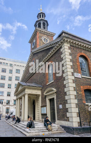 St Peter, Vere Street in Marylebone was designed by James Gibbs in 1722. Now deconsecrated and houses London Institute for Contemporary Christianity. Stock Photo
