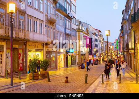 PORTO, PORTUGAL - JULY 20, 2017: People walking at Santa Catarina street - main shopping street in Porto Stock Photo